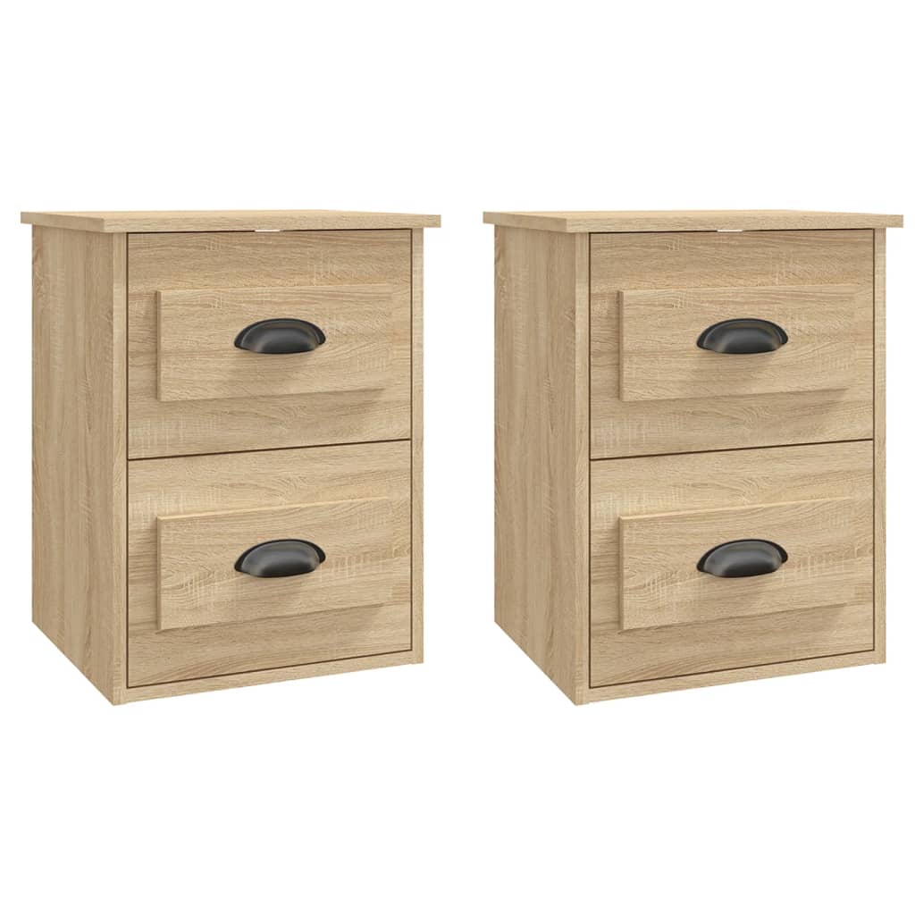 Wall-Mounted Bedside Cabinet — Sonoma Oak 2pcs