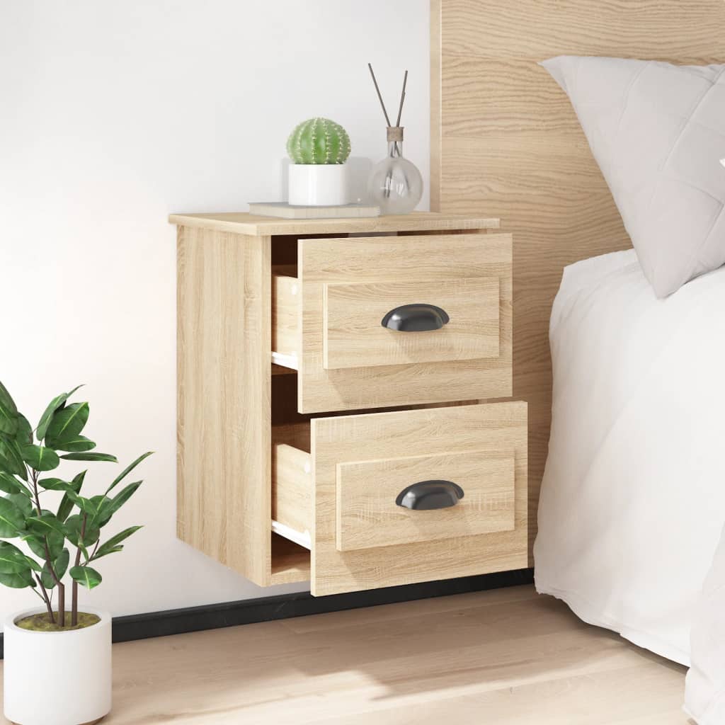 Wall-Mounted Bedside Cabinet — Sonoma Oak 2pcs