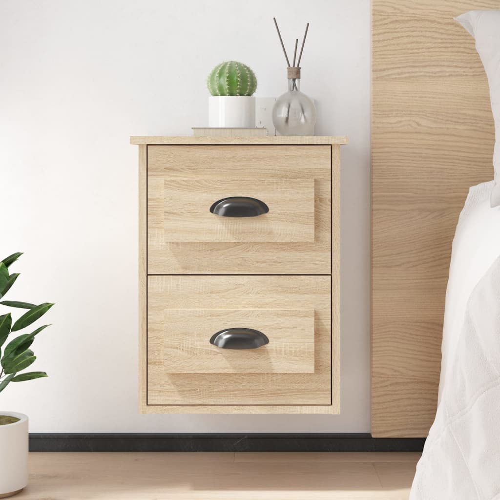 Wall-Mounted Bedside Cabinet — Sonoma Oak 2pcs