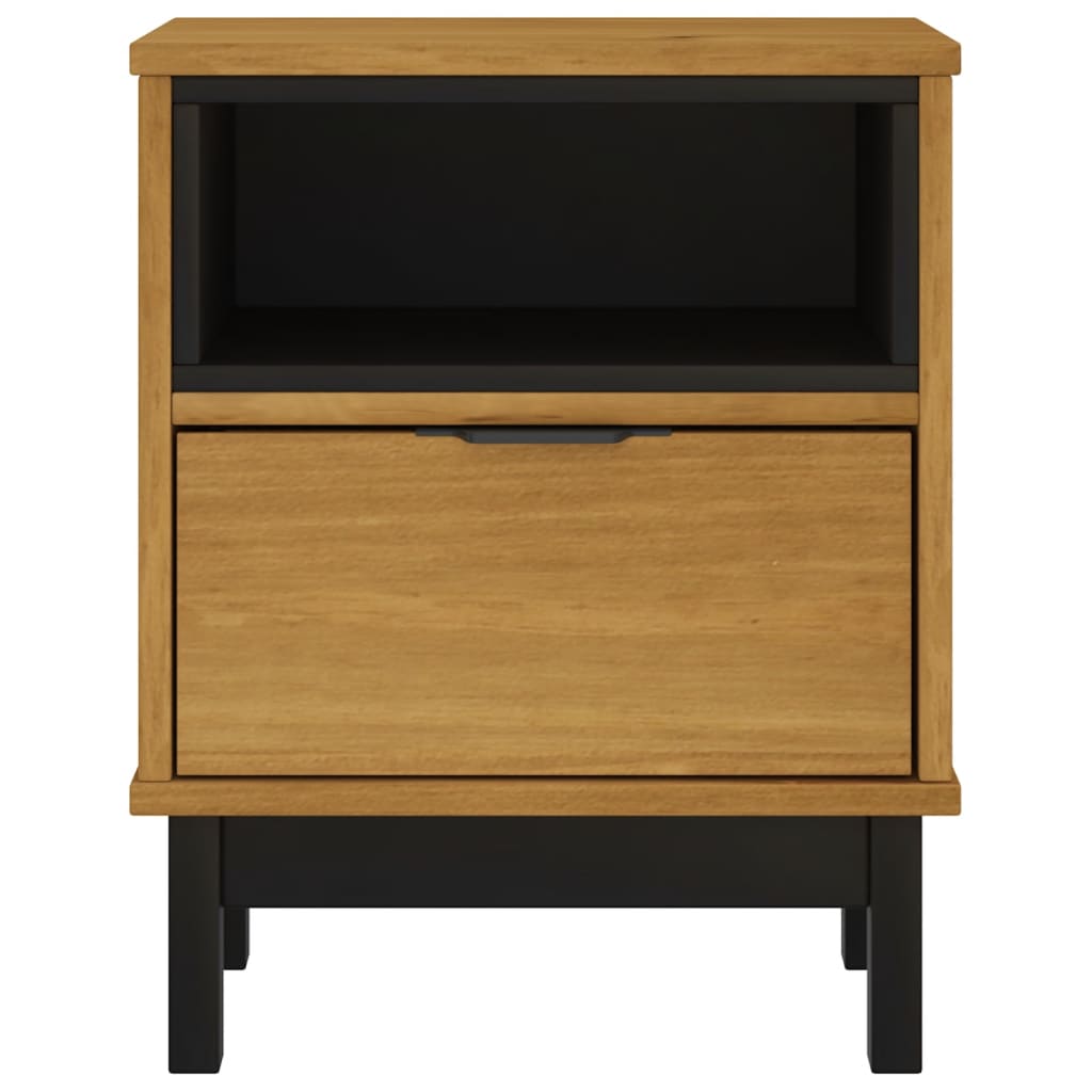Solid Pine Wood Bedside Cabinet — Oak Finish