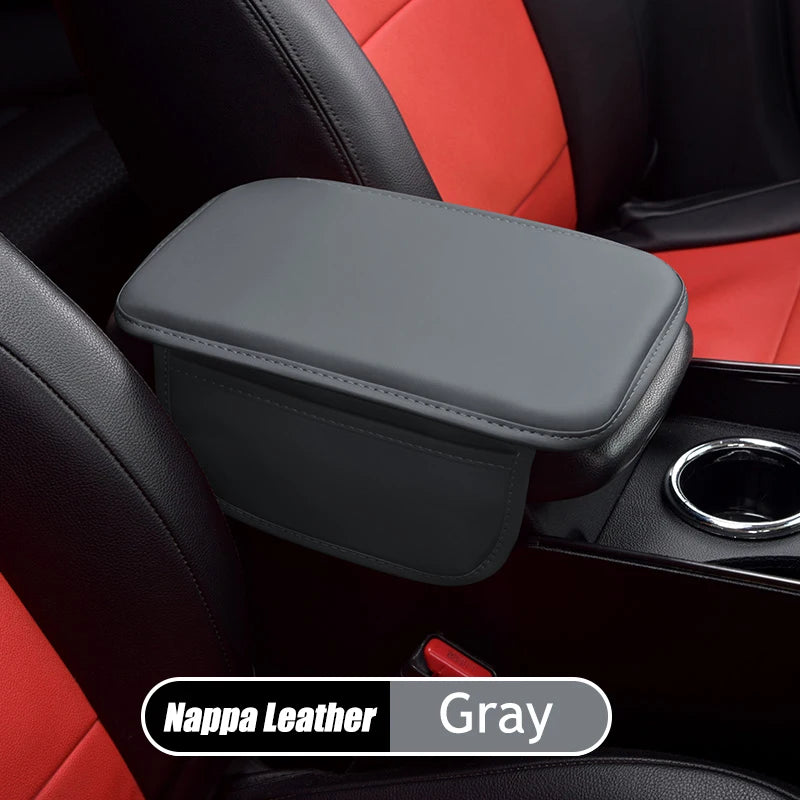 Leather Armrest - Console Protective Cover With Side Storage - 2 Types