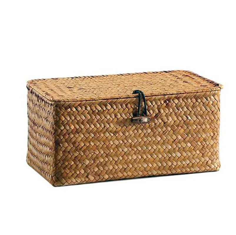 Wicker Storage Basket With Lid - Multi Functional Convenient storage