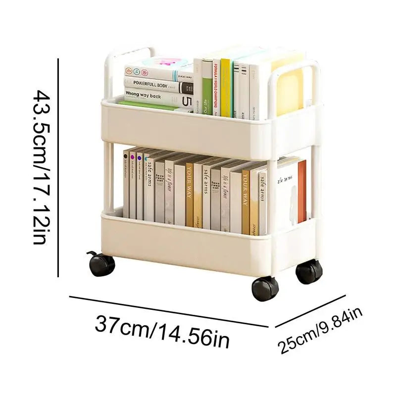 Under Table Storage Shelf With Wheel 2-Layer
