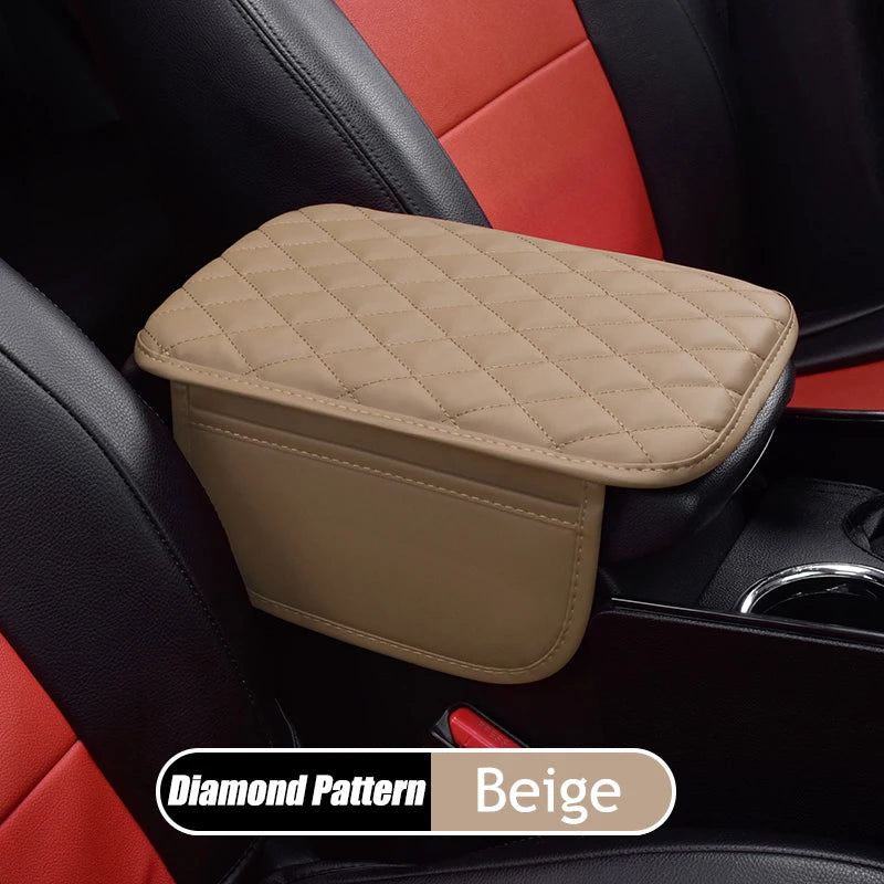 Leather Armrest - Console Protective Cover With Side Storage - 2 Types