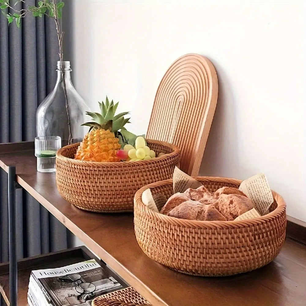Round Handwoven Wicker Baskets