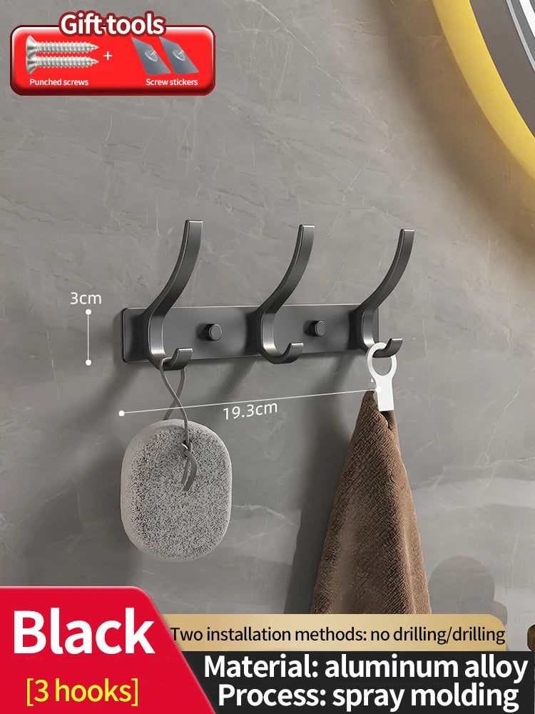 No-Drill 6-Hook Aluminium Alloy Door & Wall Hanger
