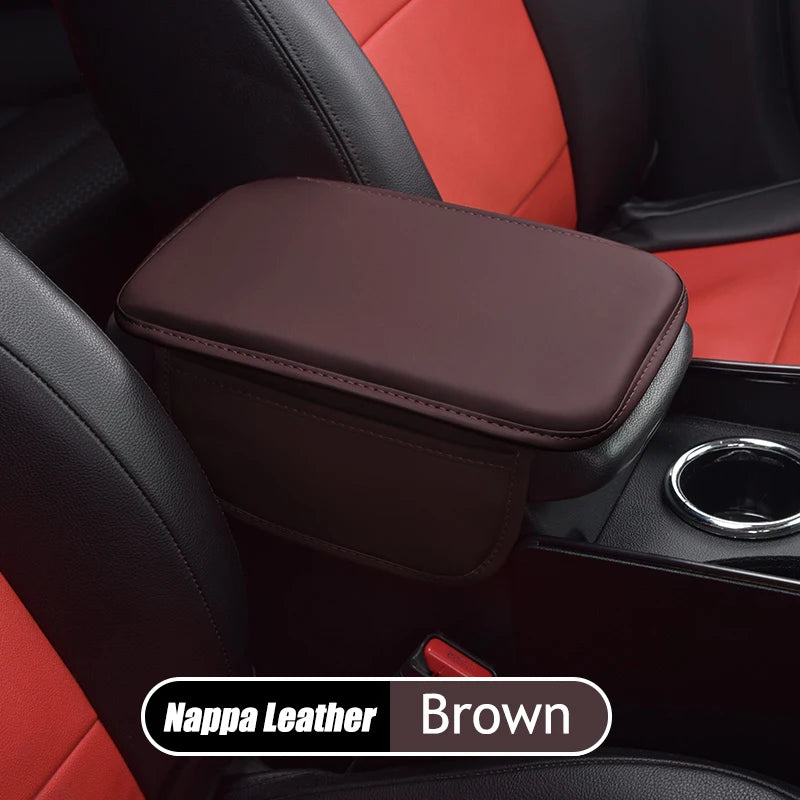 Leather Armrest - Console Protective Cover With Side Storage - 2 Types