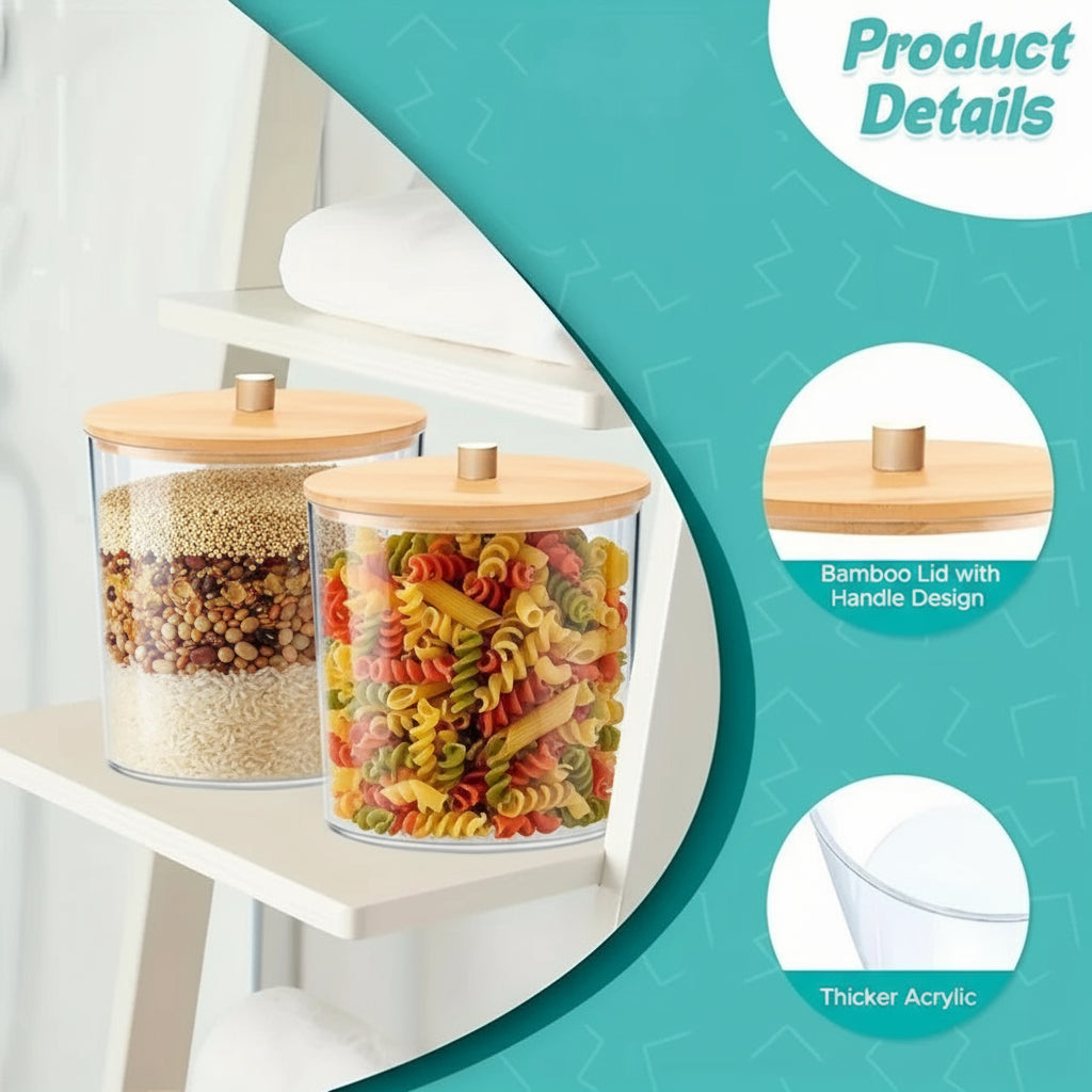 Multi-Purpose Acrylic Storage Jar with Spoon – Laundry, Kitchen & Bathroom Organisation