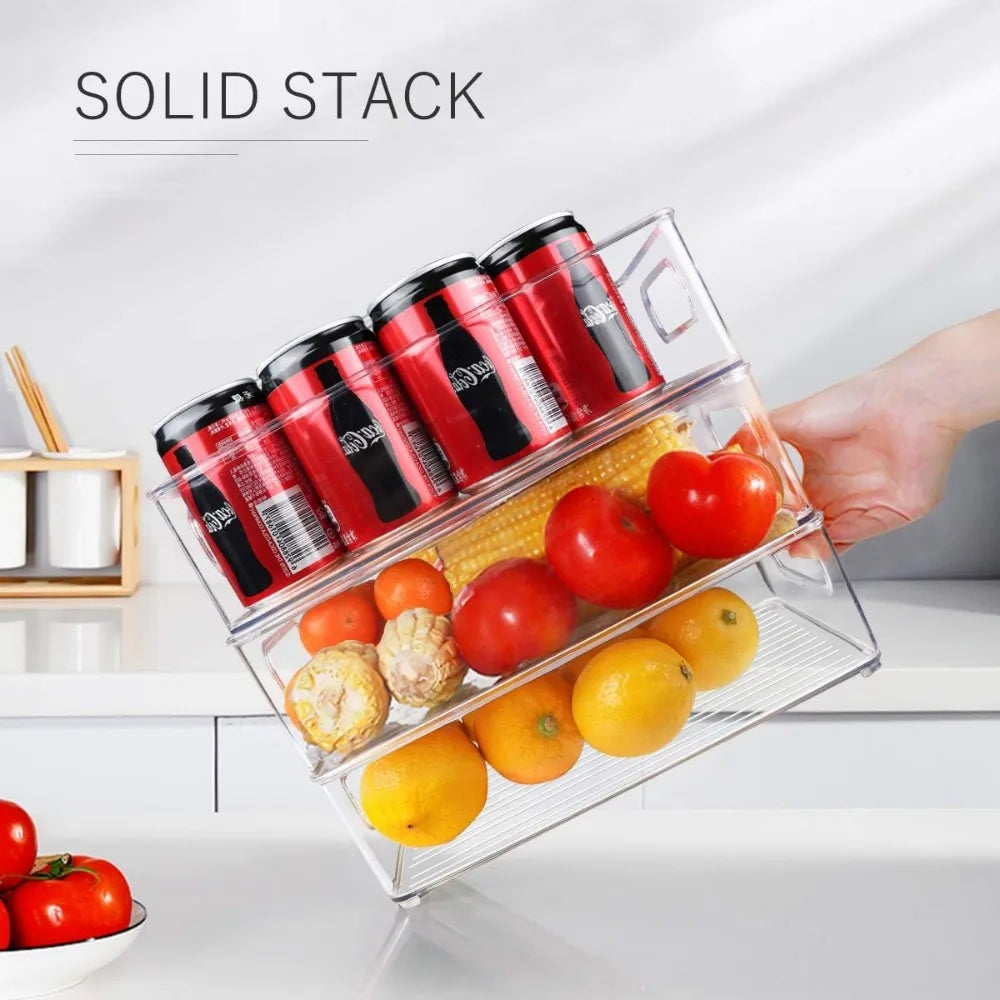 Clear Stackable Pantry Storage Bins — 1/2/3 Pack with Handle