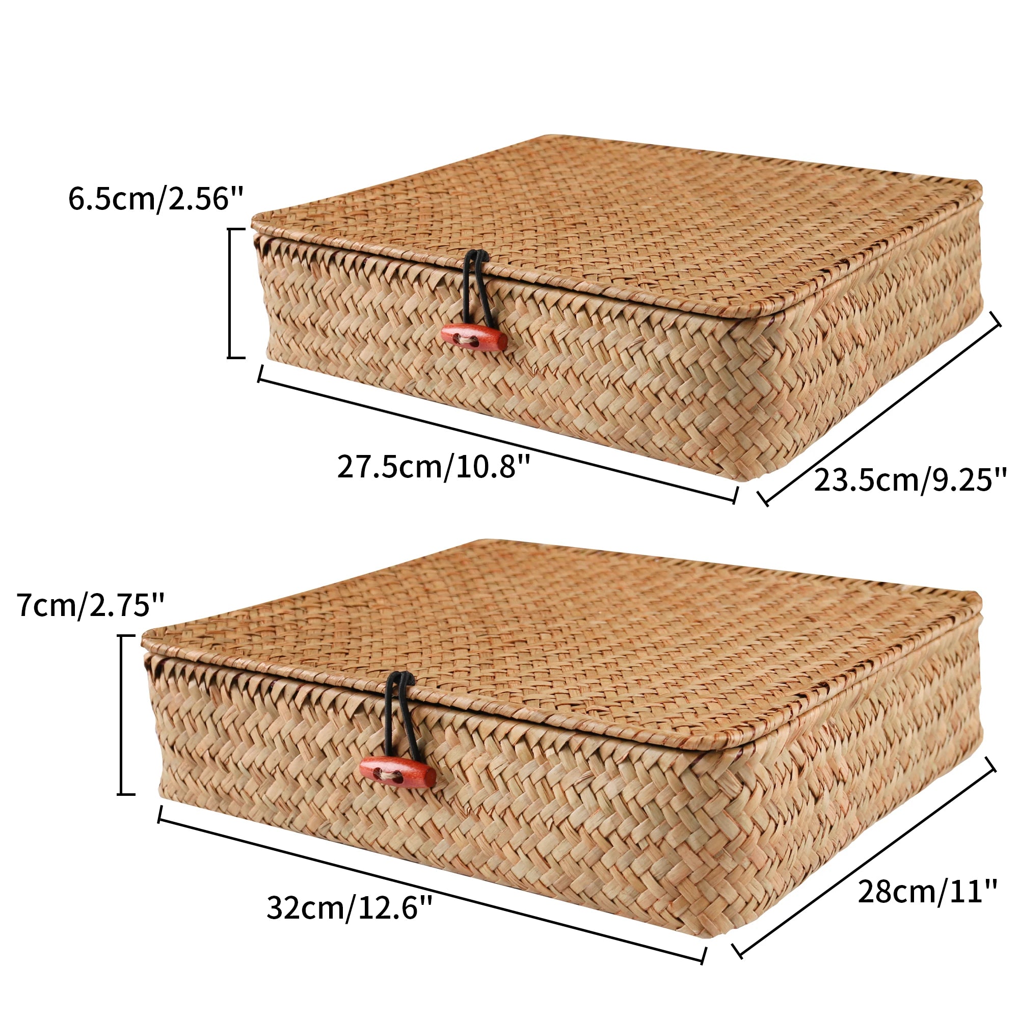 2 Pcs Seagrass Baskets with Lid