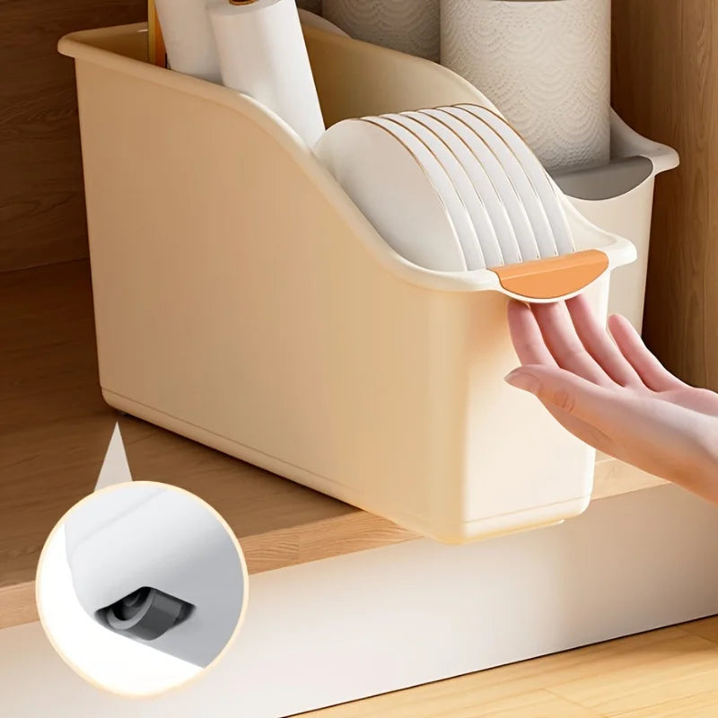 2pcs Curved Plastic Storage Baskets - Multi-Functional