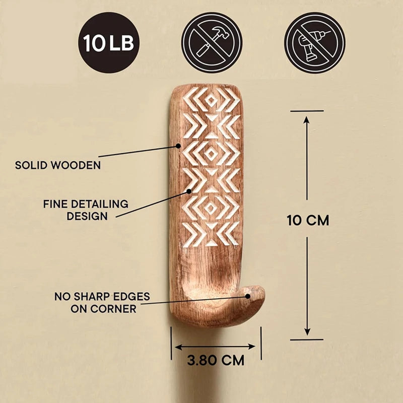 Bohemian Wooden Wall Hooks – Natural Charm Meets Effortless Function (3pk)