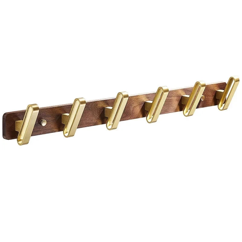Tuqiu Wood & Brushed Gold Robe Hook – European Elegance in Every Detail