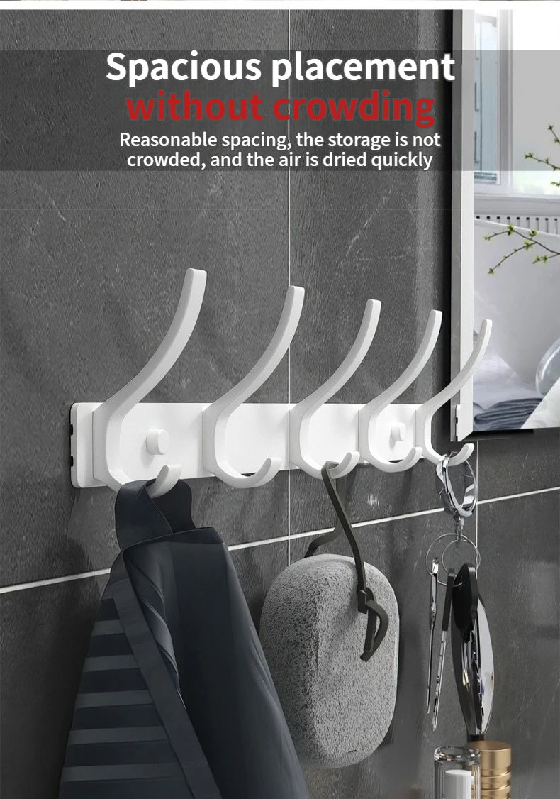 No-Drill 6-Hook Aluminium Alloy Door & Wall Hanger