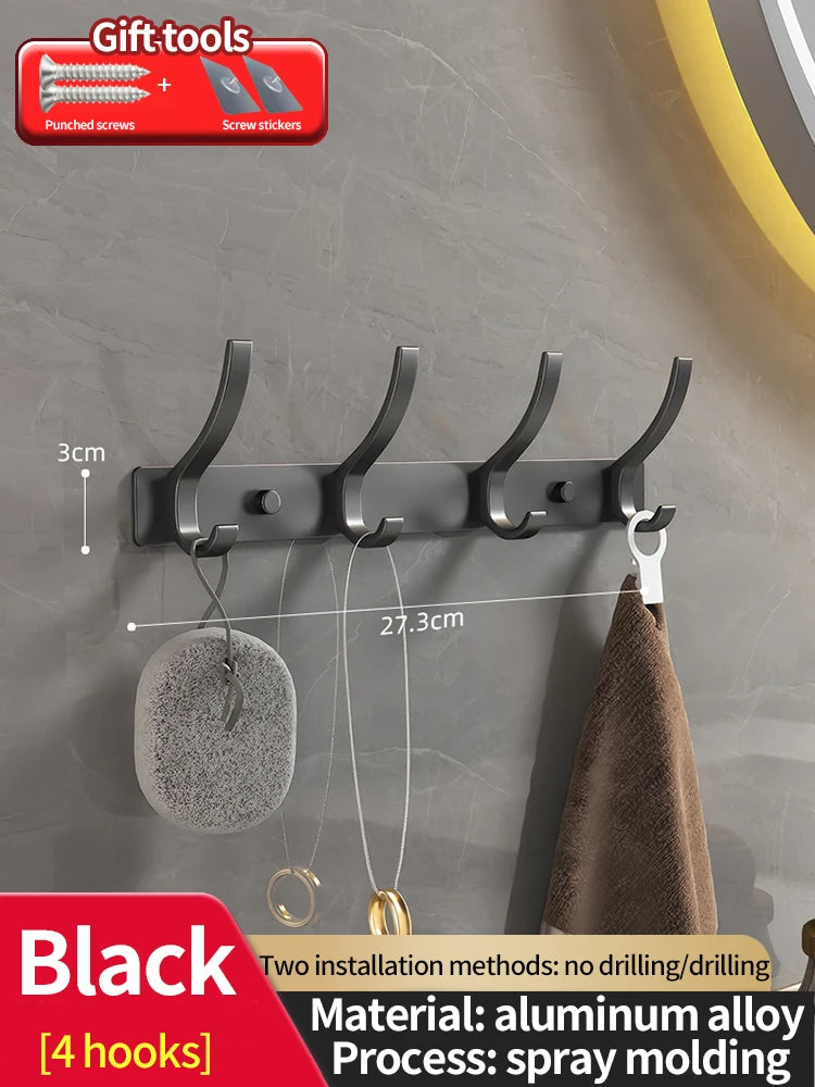 No-Drill 6-Hook Aluminium Alloy Door & Wall Hanger
