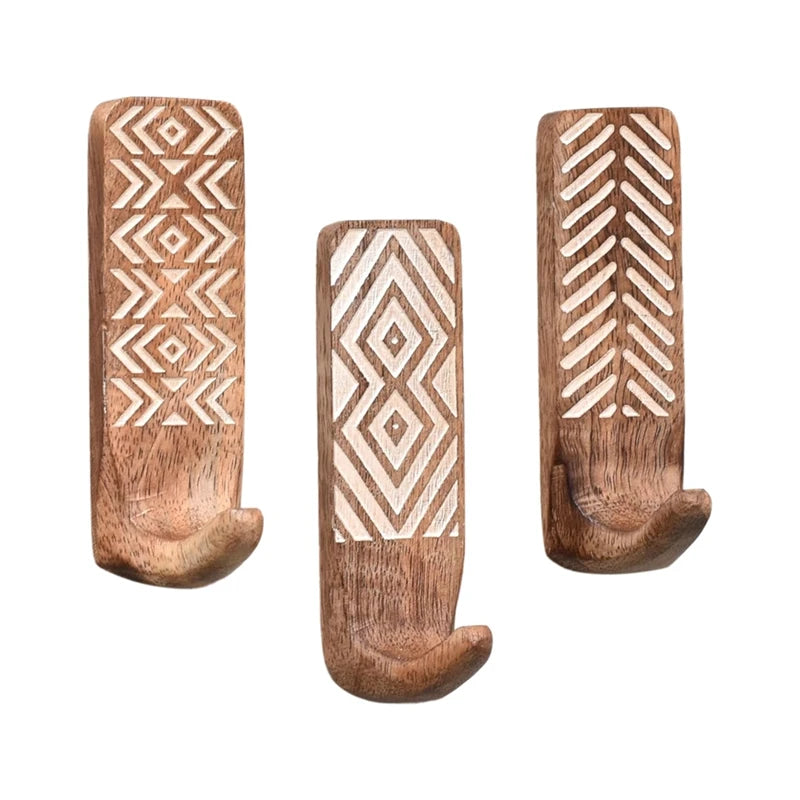 Bohemian Wooden Wall Hooks – Natural Charm Meets Effortless Function (3pk)