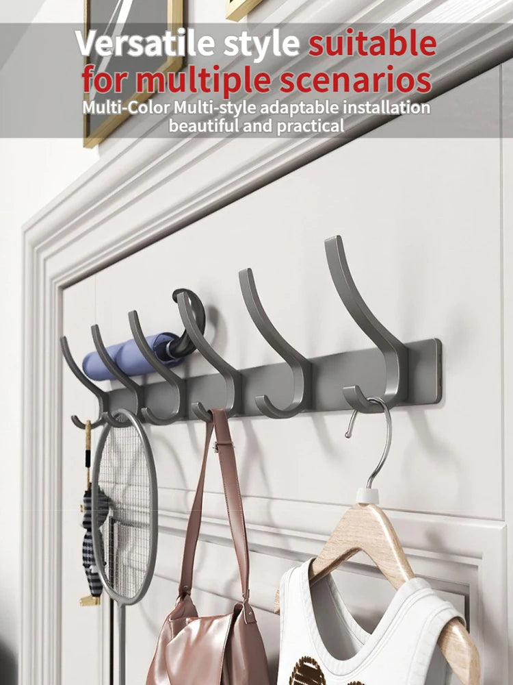 No-Drill 6-Hook Aluminium Alloy Door & Wall Hanger
