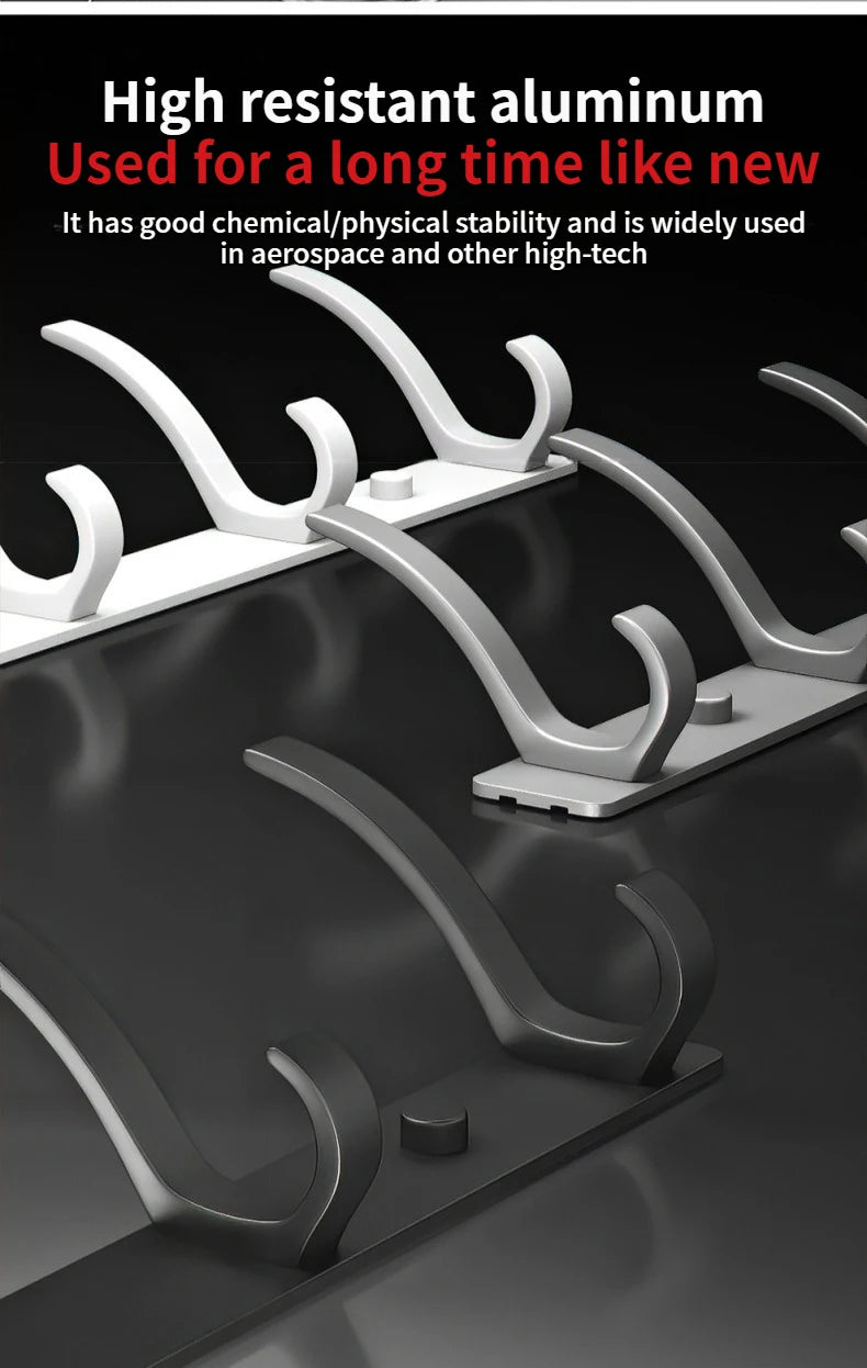 No-Drill 6-Hook Aluminium Alloy Door & Wall Hanger