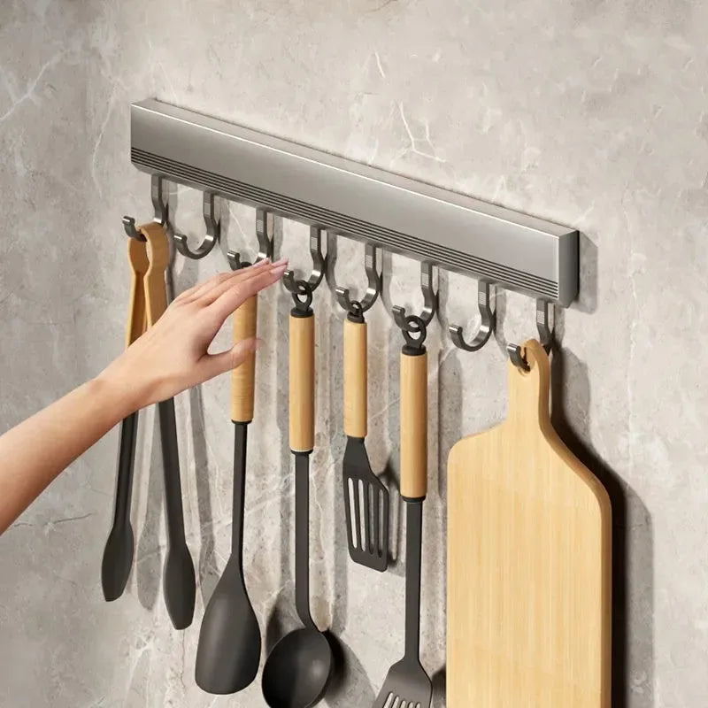 Wall Mounted Hook Rack – Multi-Purpose Aluminium Storage Hanger