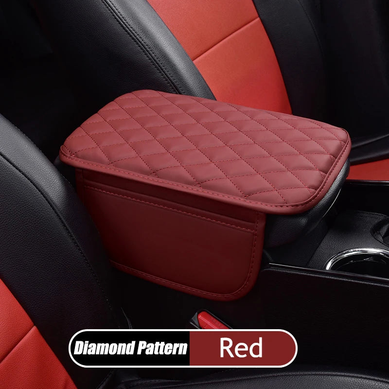 Leather Armrest - Console Protective Cover With Side Storage - 2 Types