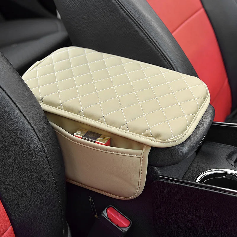 Leather Armrest - Console Protective Cover With Side Storage - 2 Types