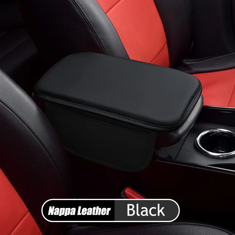 Leather Armrest - Console Protective Cover With Side Storage - 2 Types