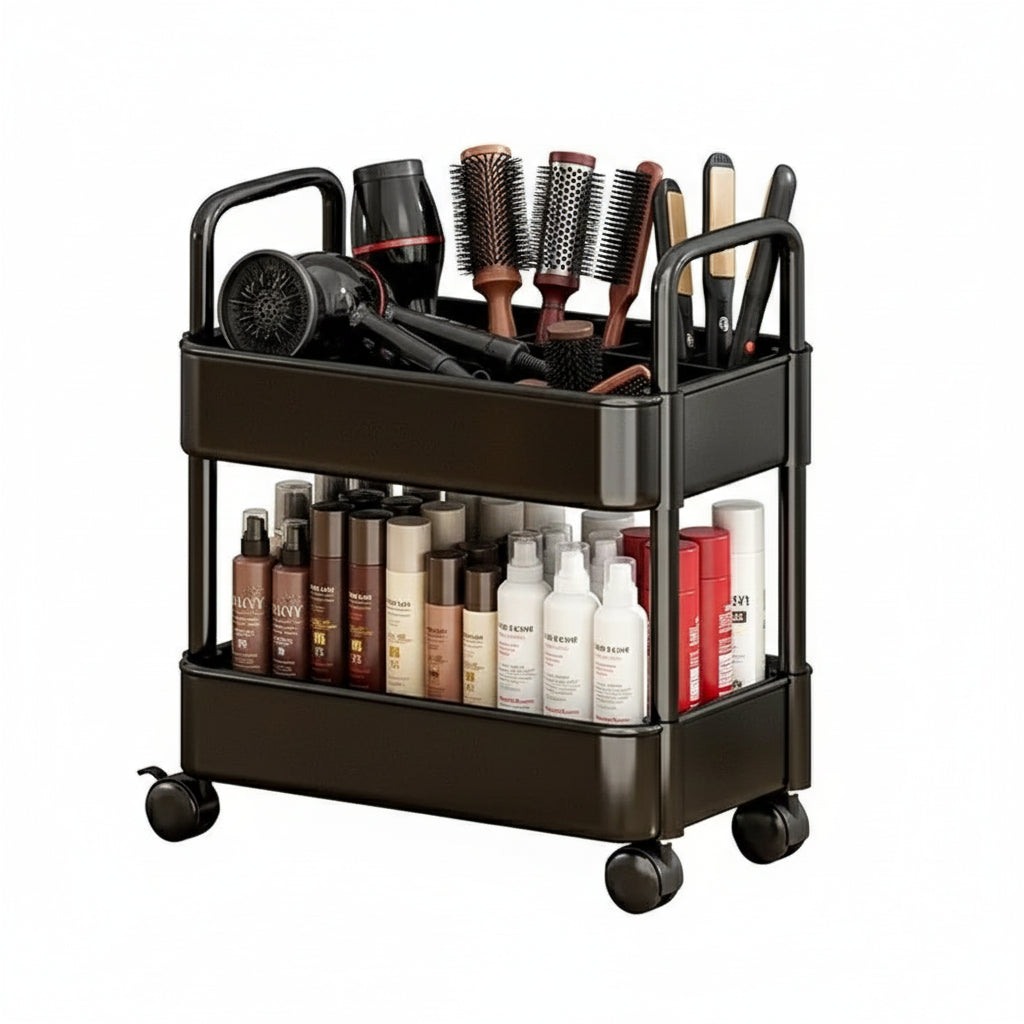 Under Table Storage Shelf With Wheel 2-Layer