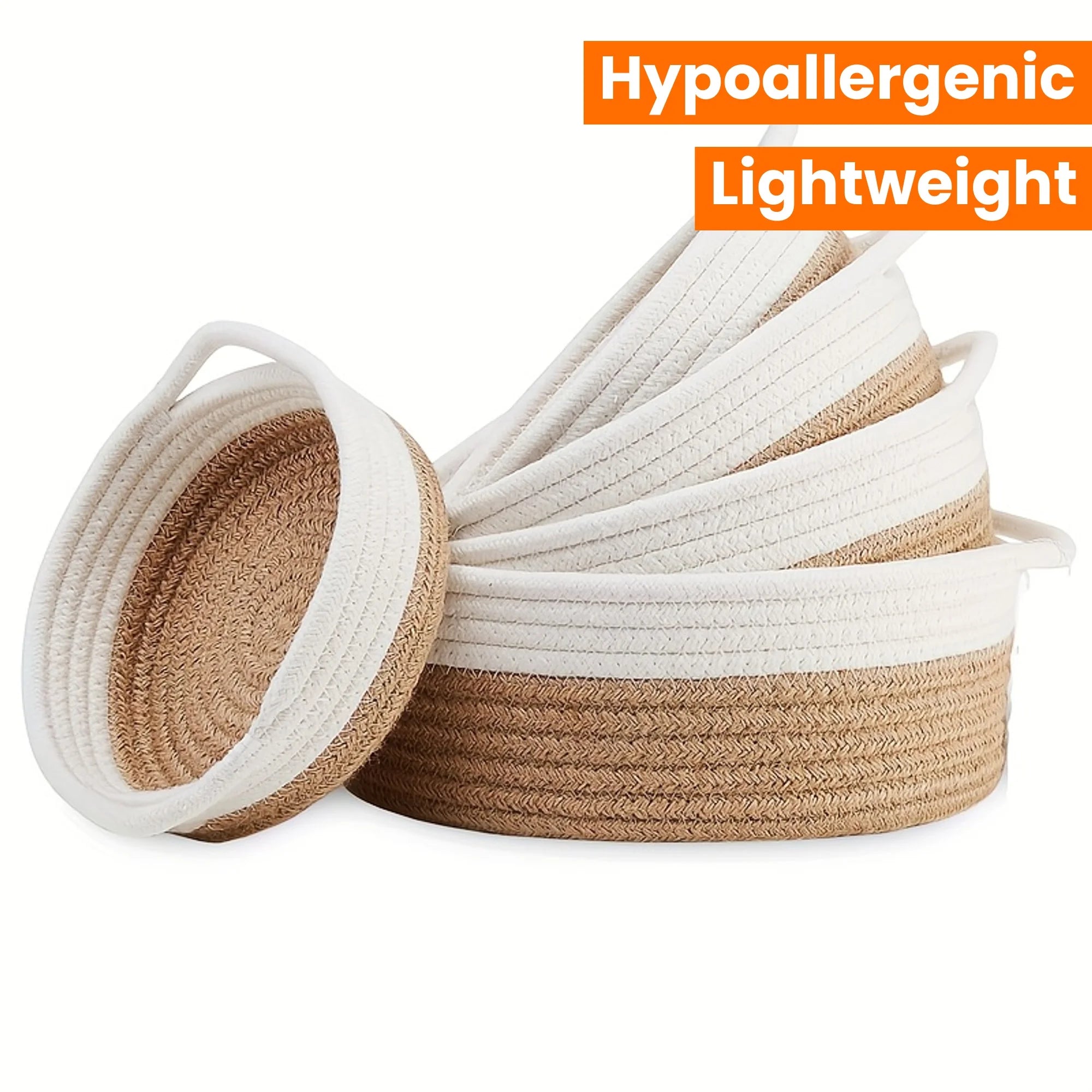 5-piece set of handwoven circular baskets