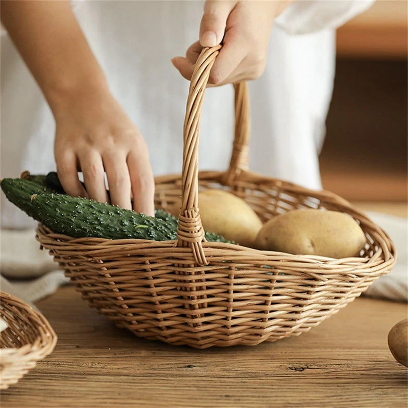 Handwoven Wicker Harvest Basket