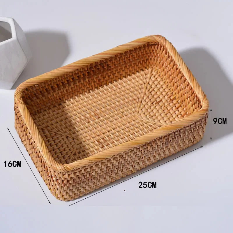 Rectangular Rattan Storage Baskets, Handmade Woven