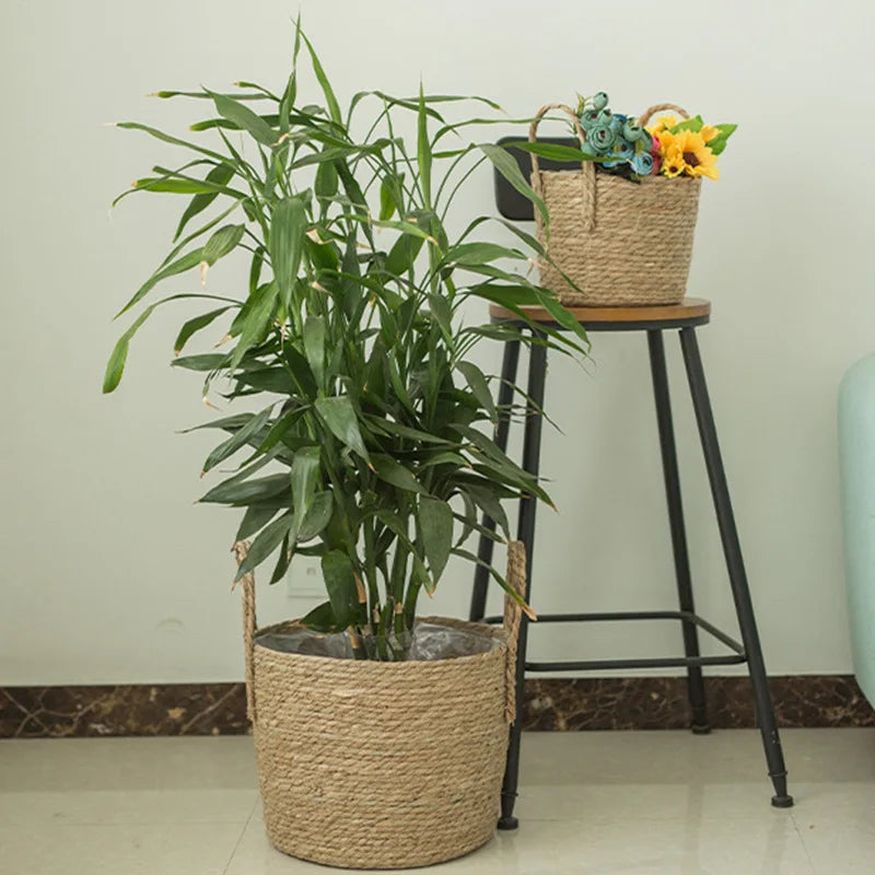 Handmade Woven Laundry Basket or Planter Basket