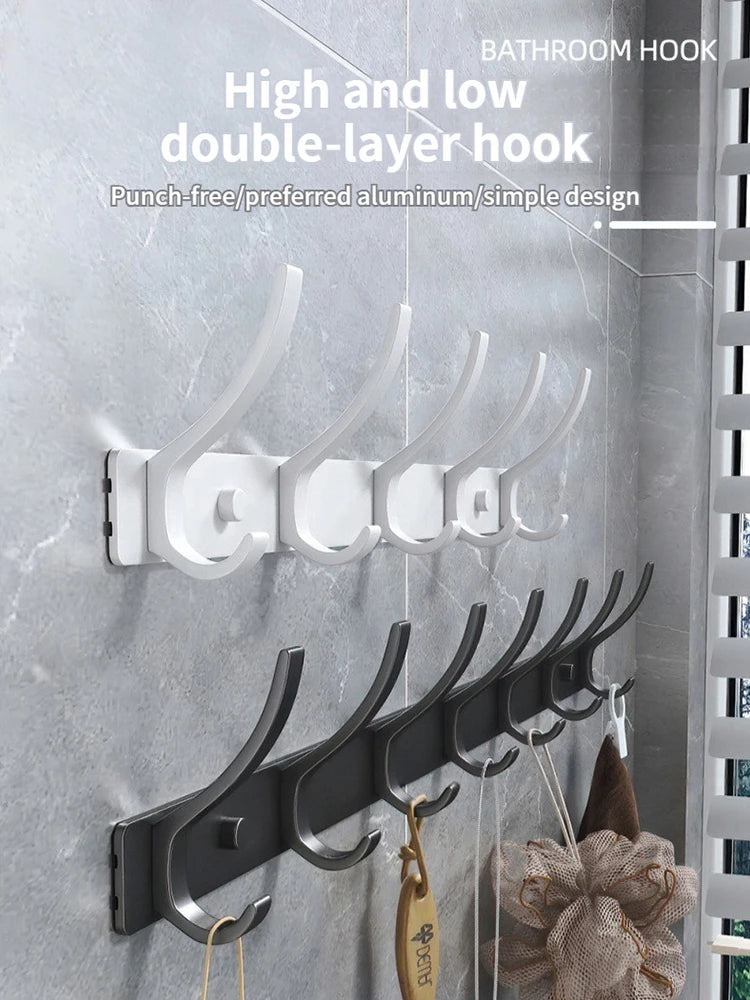 No-Drill 6-Hook Aluminium Alloy Door & Wall Hanger