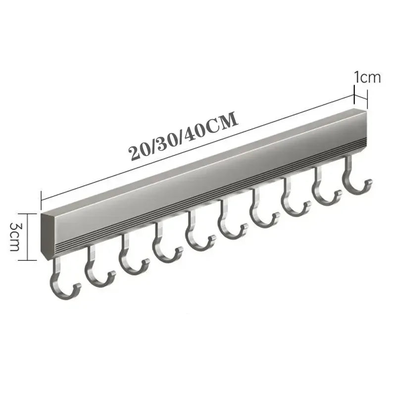 Wall Mounted Hook Rack – Multi-Purpose Aluminium Storage Hanger