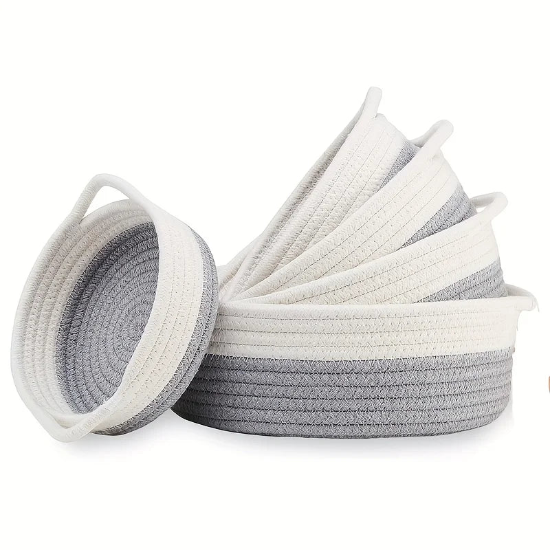 5-piece set of handwoven circular baskets