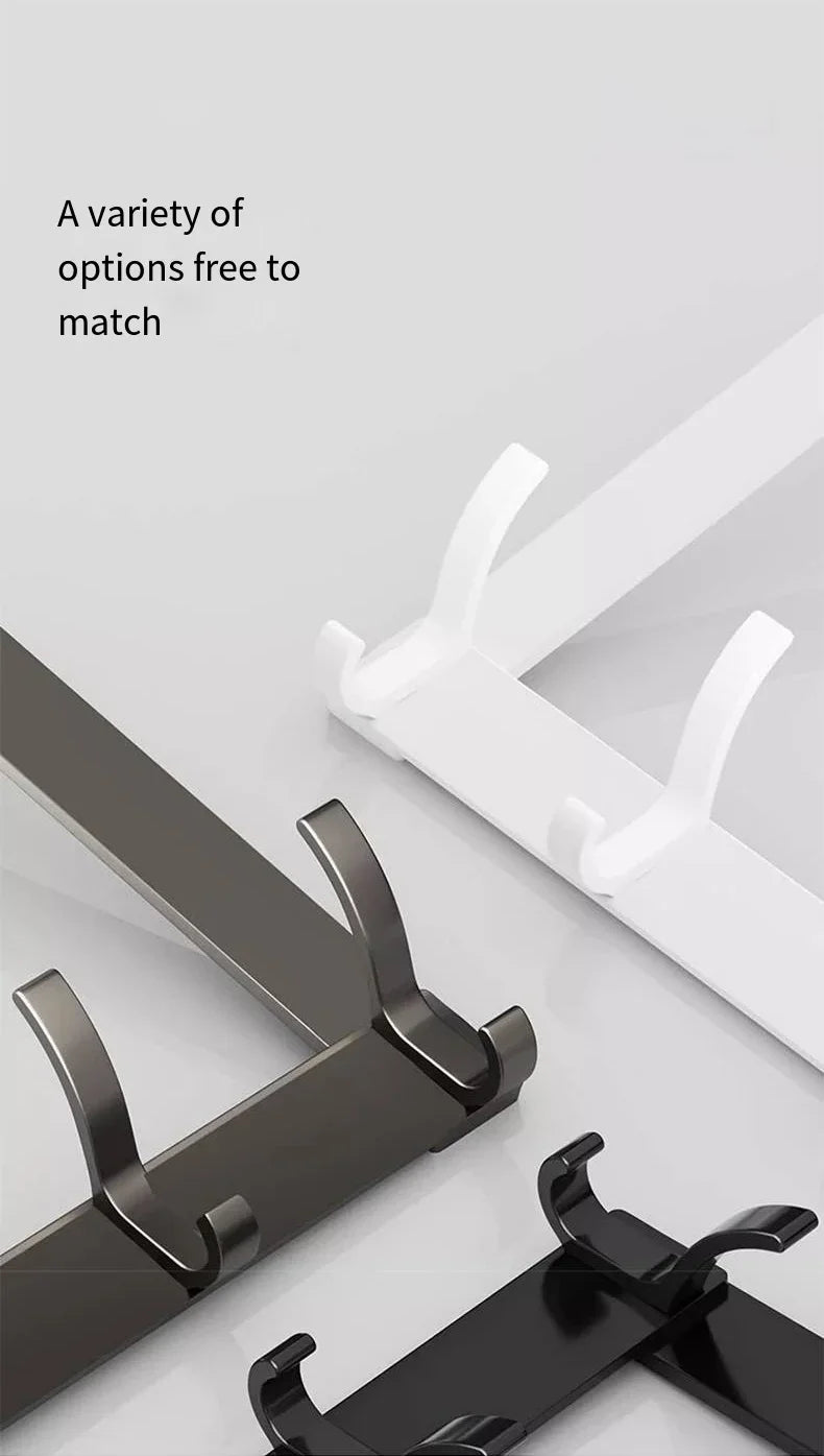 Over-The-Door Aluminium Hook Rack – Quick Install Clothes, Coat & Hat Hanger