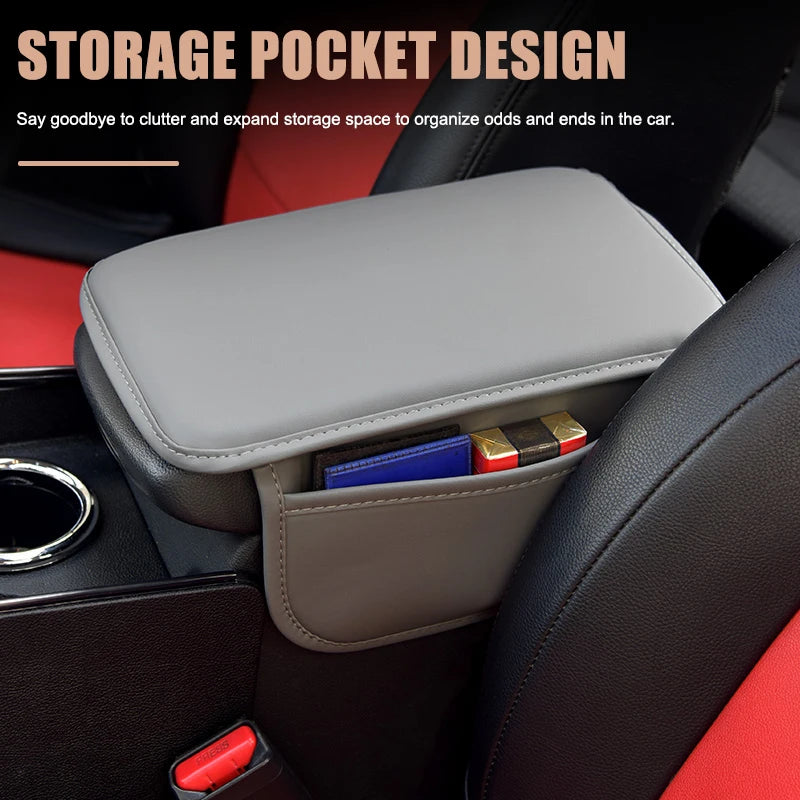 Leather Armrest - Console Protective Cover With Side Storage - 2 Types