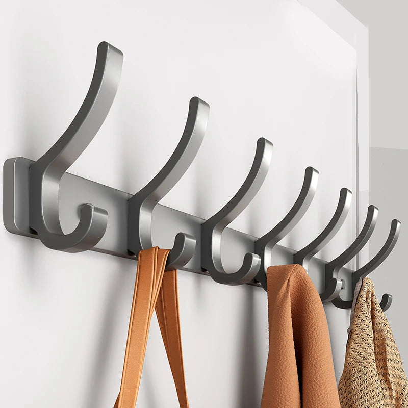 No-Drill 6-Hook Aluminium Alloy Door & Wall Hanger