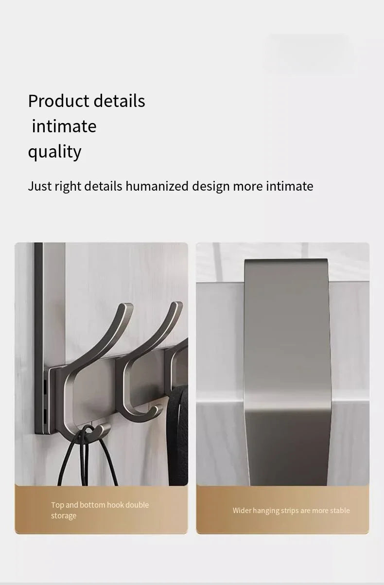 Over-The-Door Aluminium Hook Rack – Quick Install Clothes, Coat & Hat Hanger