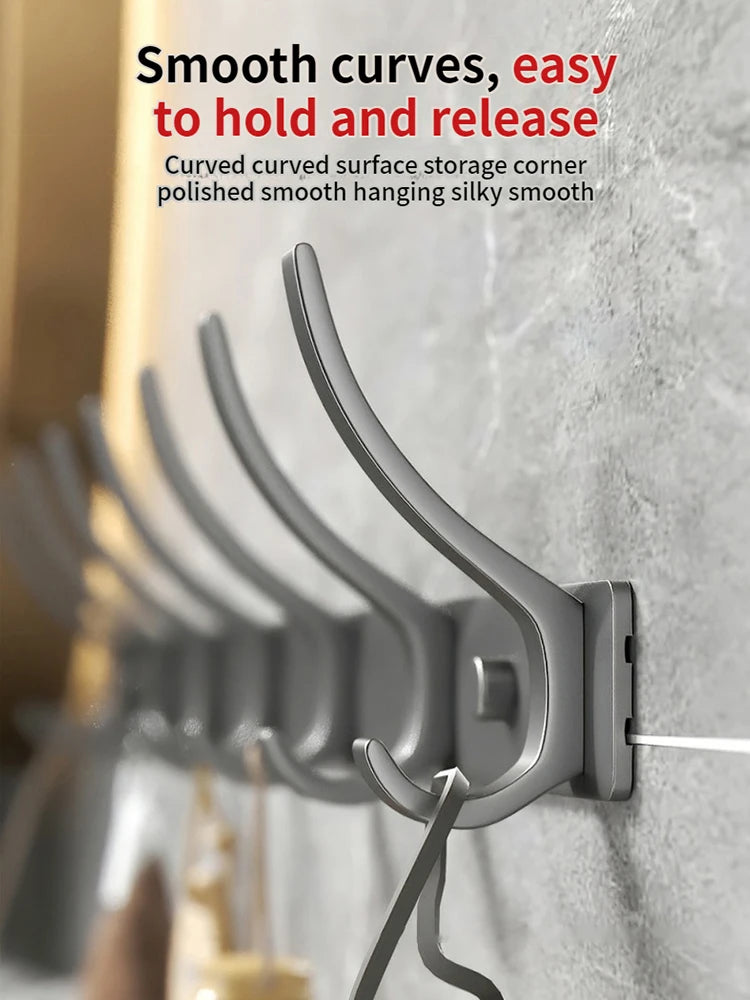 No-Drill 6-Hook Aluminium Alloy Door & Wall Hanger