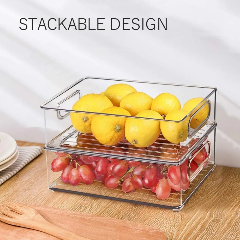 Clear Stackable Pantry Storage Bins — 1/2/3 Pack with Handle
