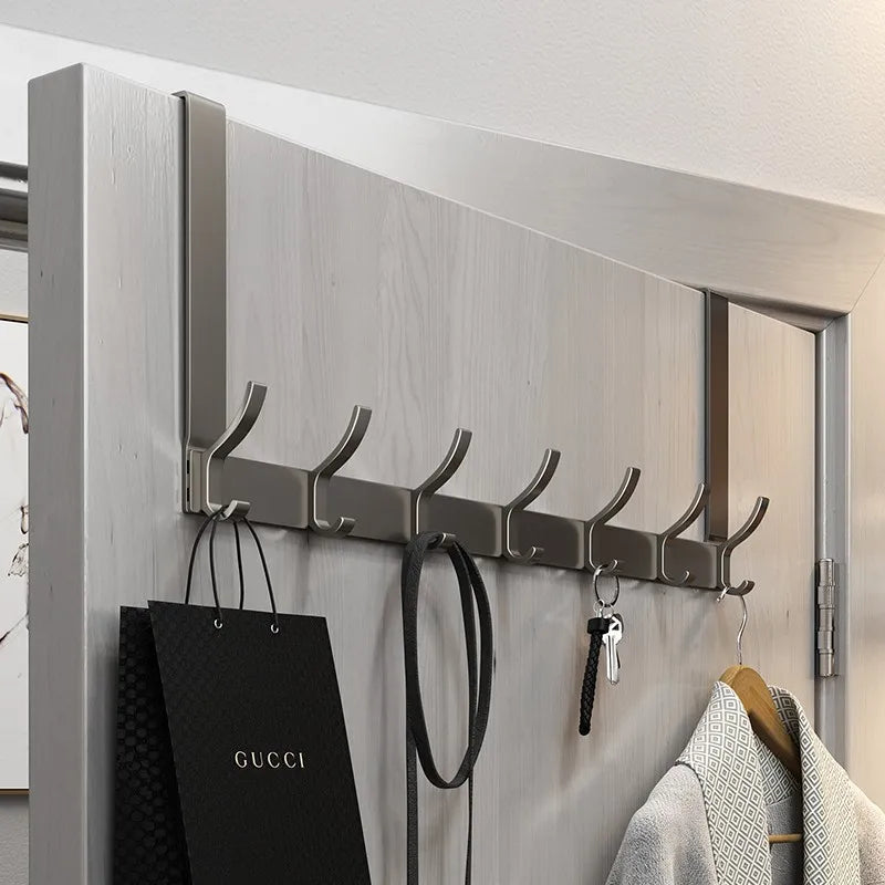 Over-The-Door Aluminium Hook Rack – Quick Install Clothes, Coat & Hat Hanger