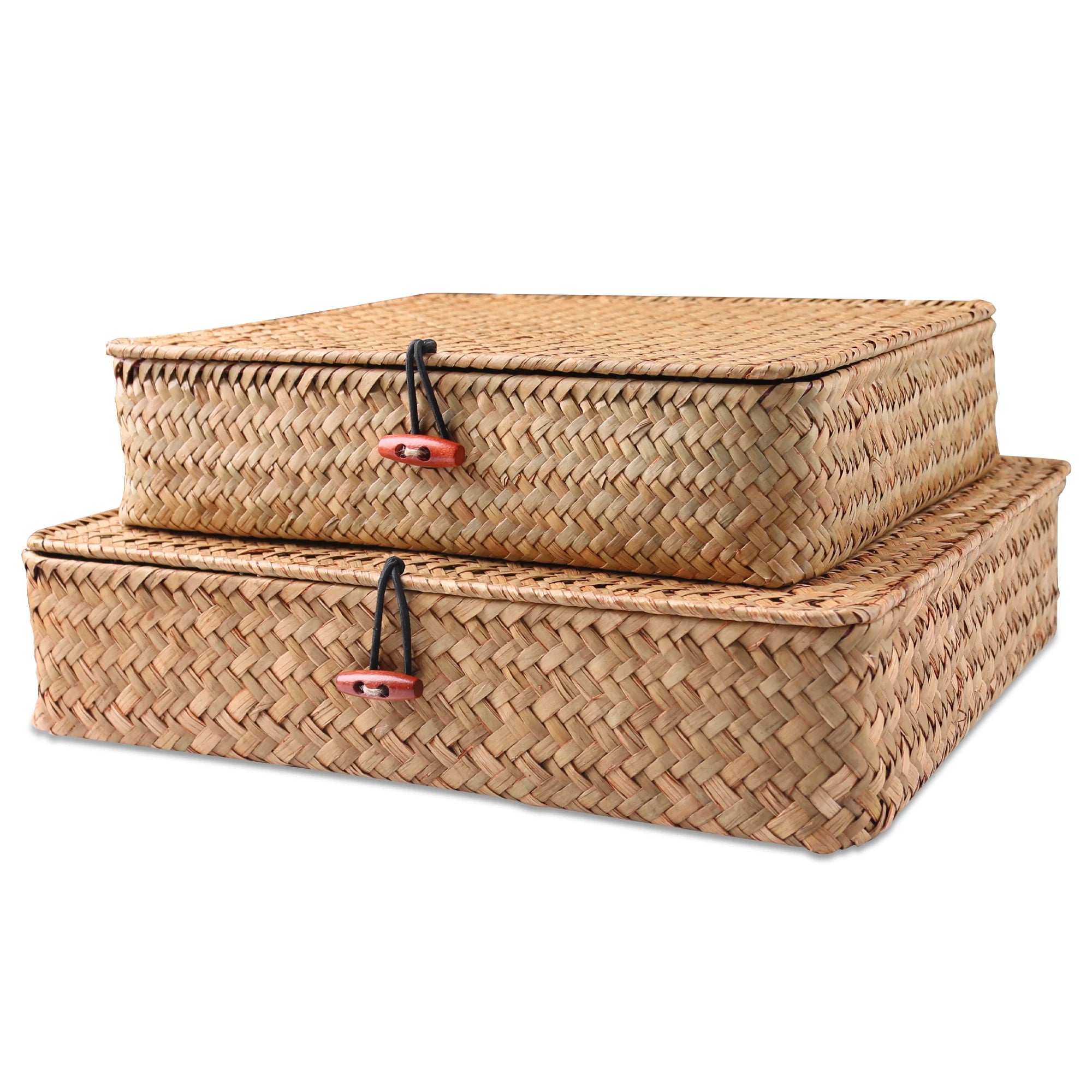 2 Pcs Seagrass Baskets with Lid