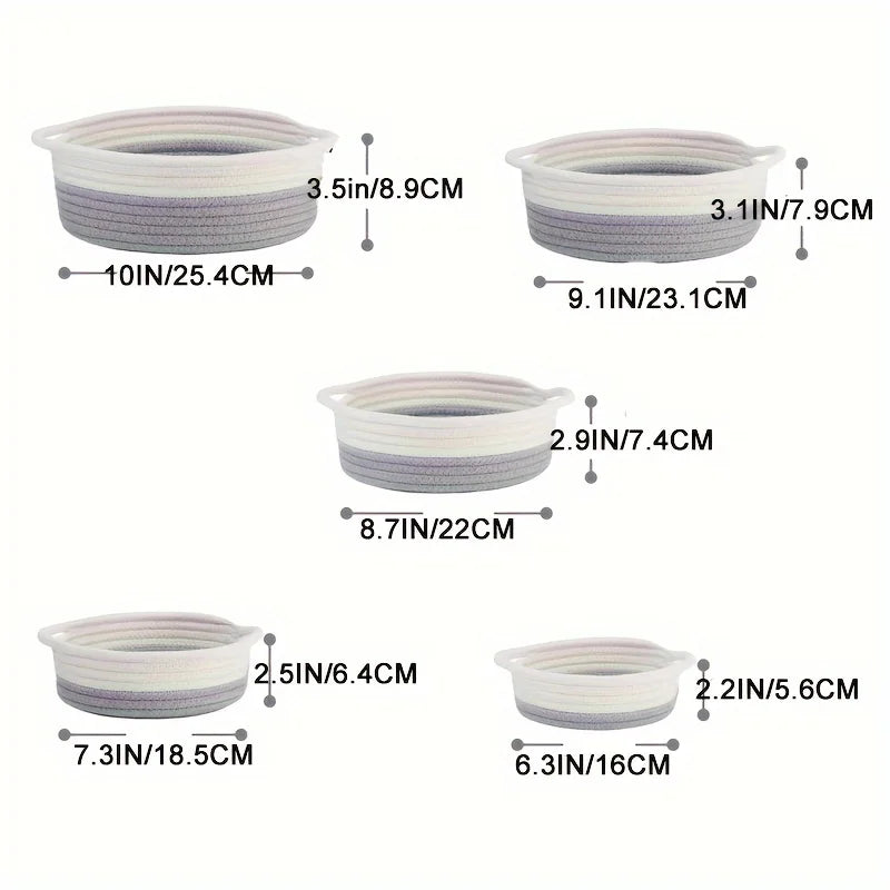 5-piece set of handwoven circular baskets