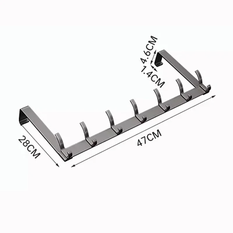 Over-The-Door Aluminium Hook Rack – Quick Install Clothes, Coat & Hat Hanger