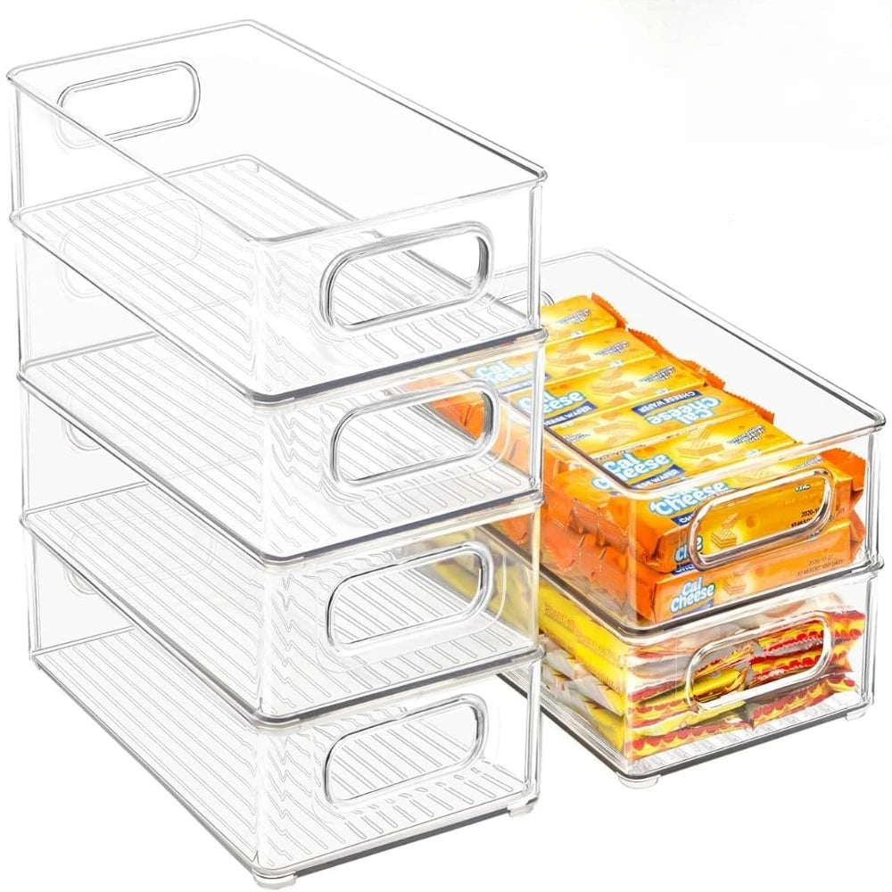 Clear Stackable Pantry Storage Bins — 1/2/3 Pack with Handle