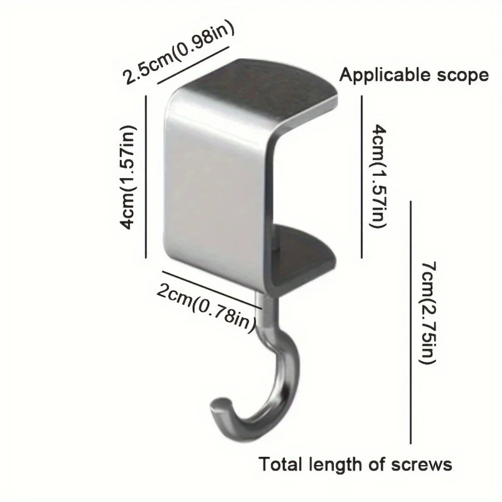 360° Rotatable Steel Table Hooks – Smart, Space-Saving Design
