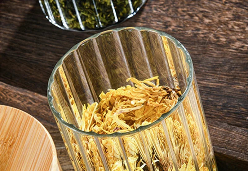 Glass Food Jar with Bamboo Lid – Elegant, Airtight Kitchen, Bathroom or Laundry Storage