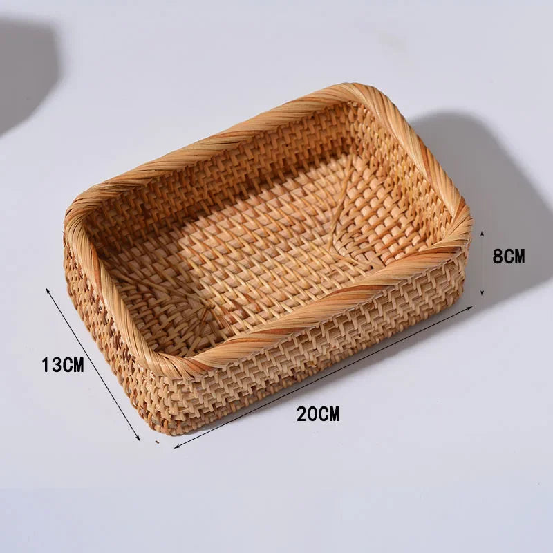 Rectangular Rattan Storage Baskets, Handmade Woven