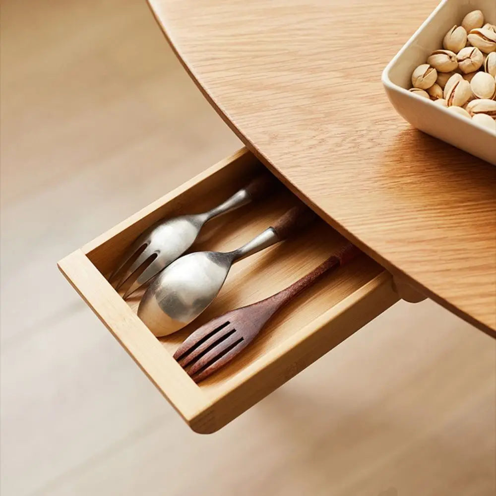 Convenient Under Desk Storage Box Natural Bamboo/Walnut