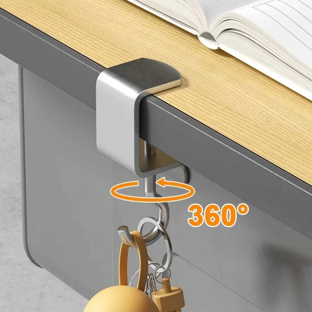 360° Rotatable Steel Table Hooks – Smart, Space-Saving Design
